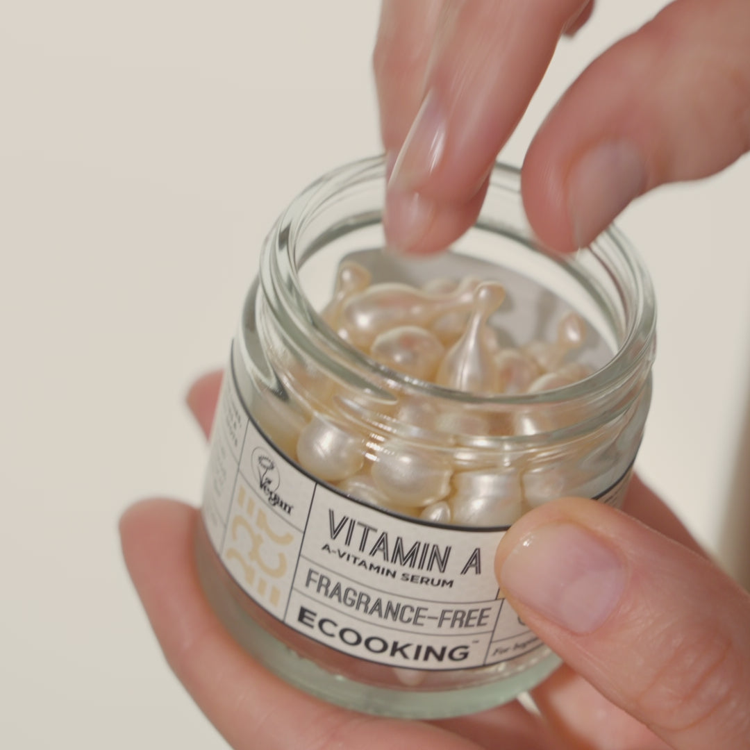 Sådan påføres A vitamin serum kapsler fra ECOOKING